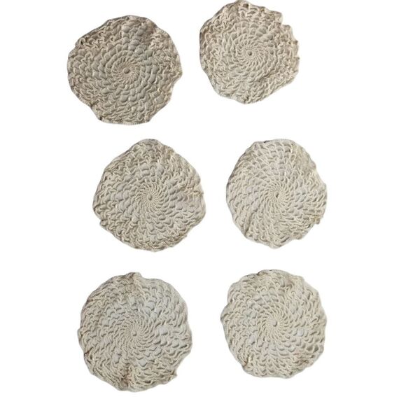 Homemade Crochet 5" Doilies Ivory, set of 6 - Picture 1 of 8